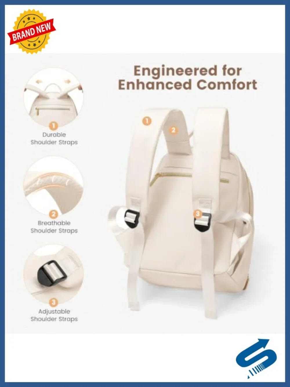 Mini Backpack with Padded Straps, 8 Pockets, Water-Resistant, Fits 10.9